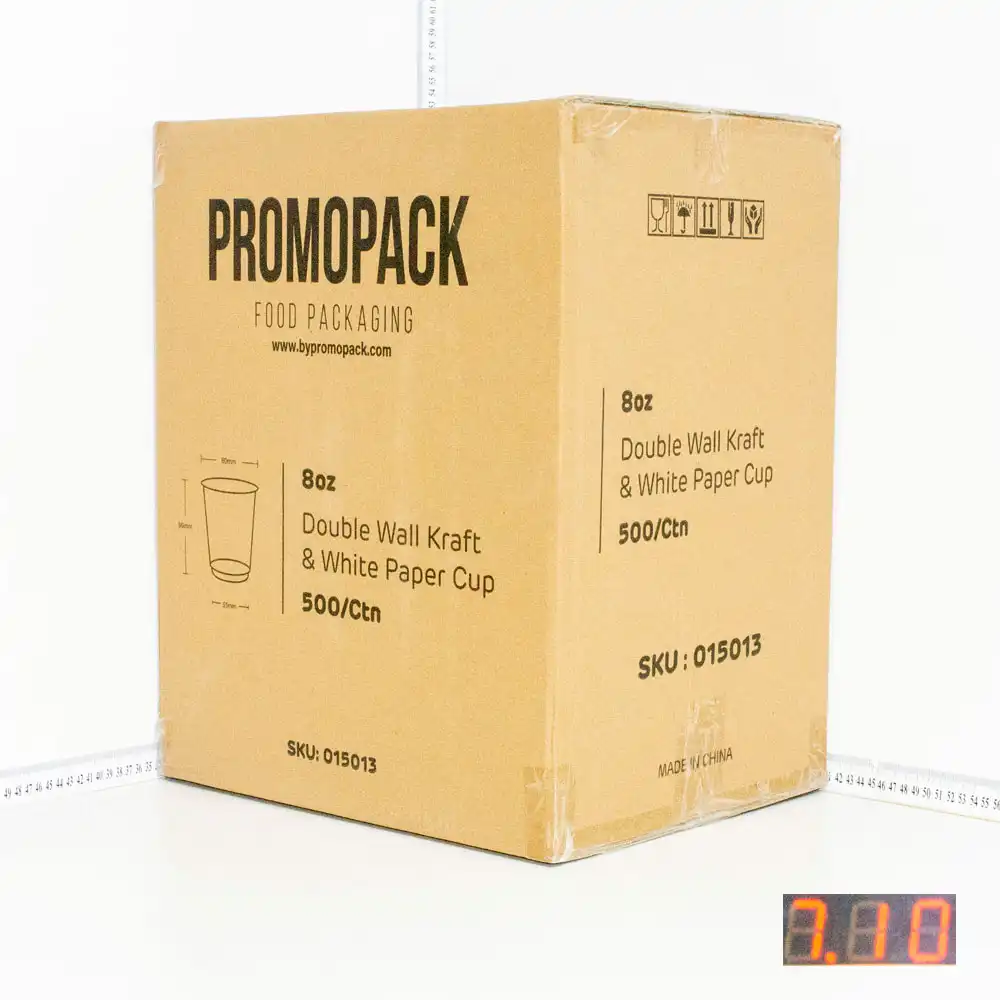 8oz Double Wall Kraft & White Paper Cup 500/ctn