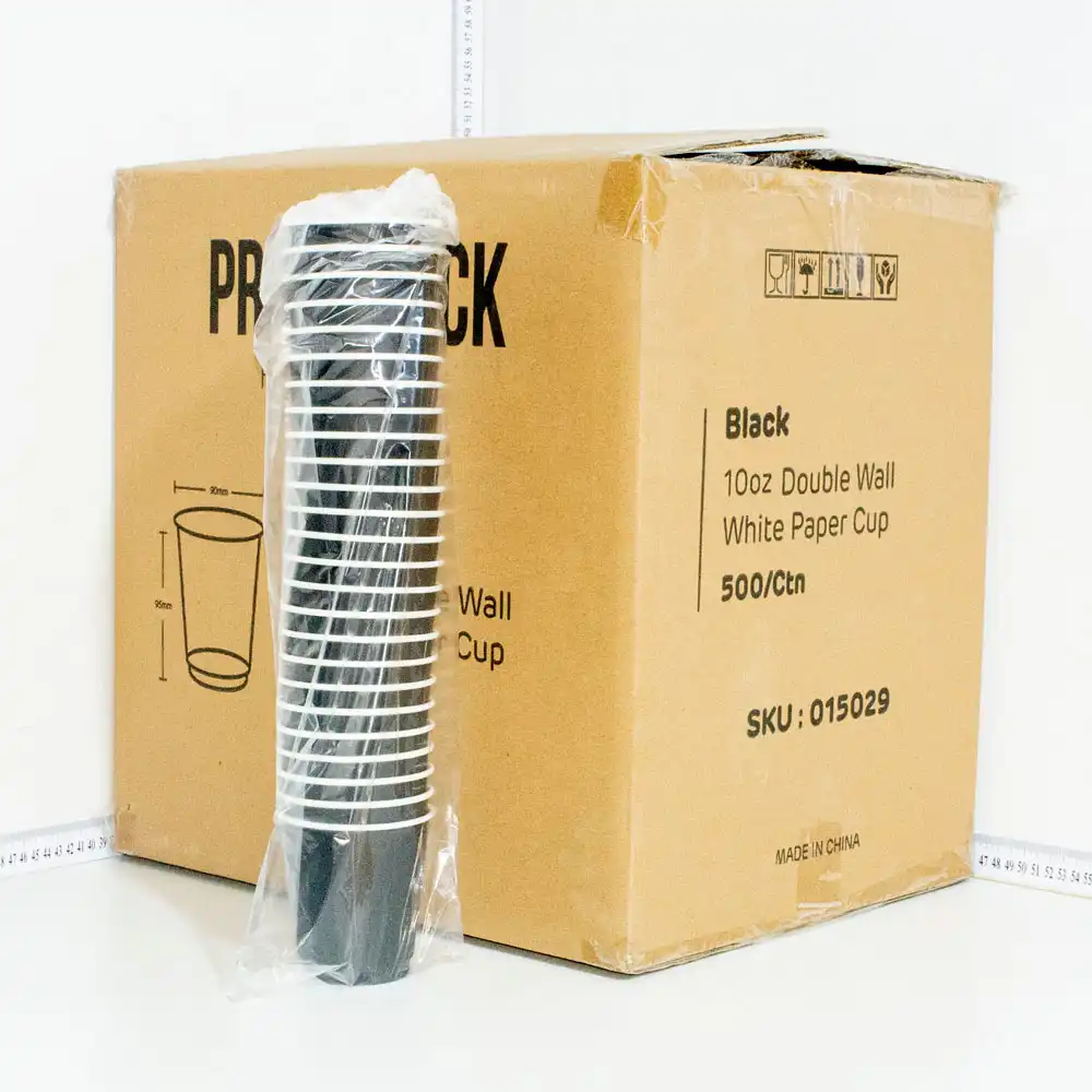 Black - 10oz Double Wall White Paper Cup 500/ctn