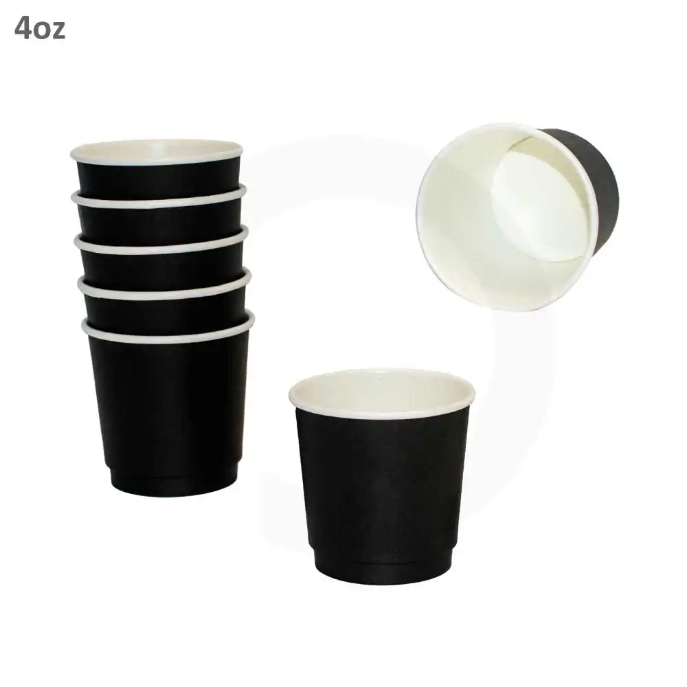 Black - 4oz Double Wall White Paper Cup 500/ctn