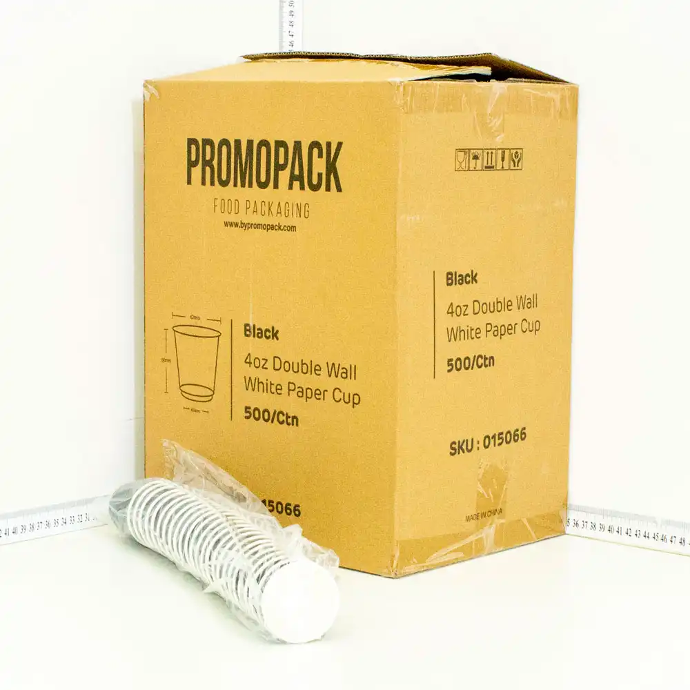 Black - 4oz Double Wall White Paper Cup 500/ctn