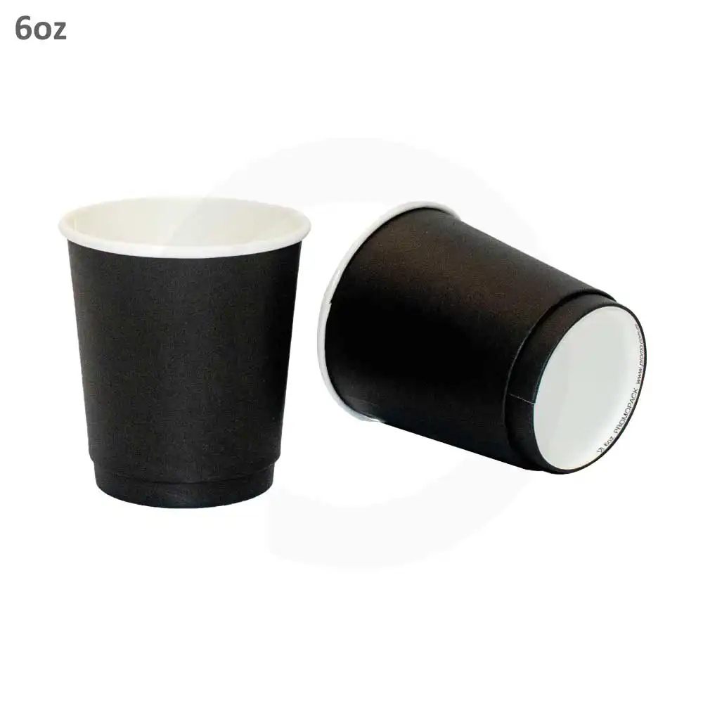 Black - 6oz Double Wall White Paper Cup 500/ctn