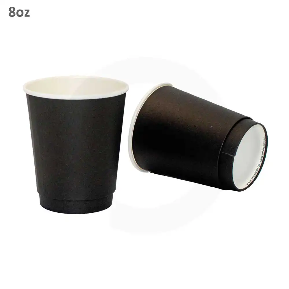 Black - 8oz Double Wall White Paper Cup 500/ctn
