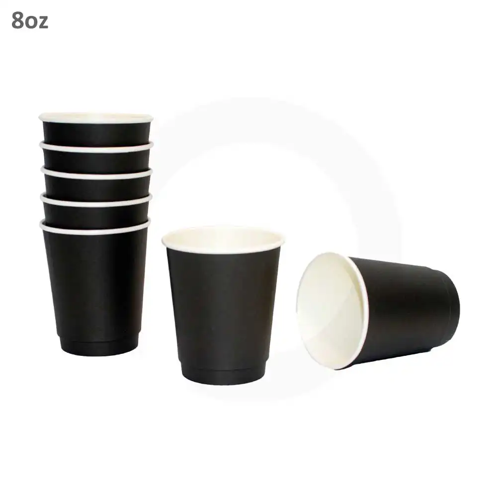Black - 8oz Double Wall White Paper Cup 500/ctn