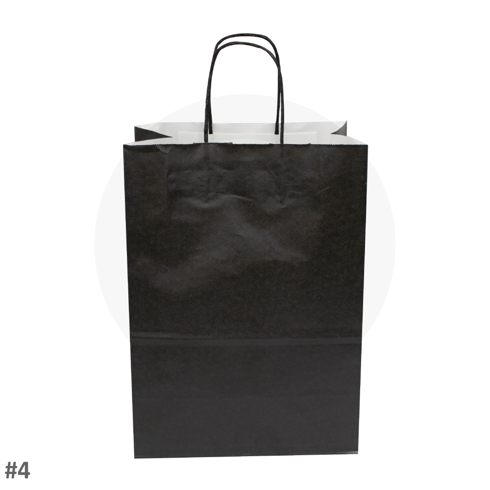 #4 Black - White Paper Twisted Handle Bag 200/ctn