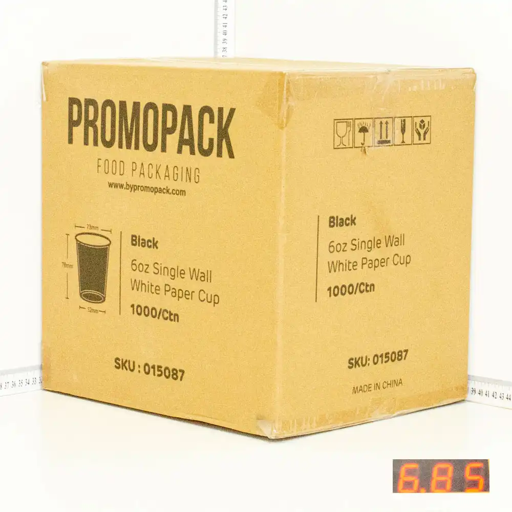 Black - 6oz Single Wall White Paper Cup 1000/ctn