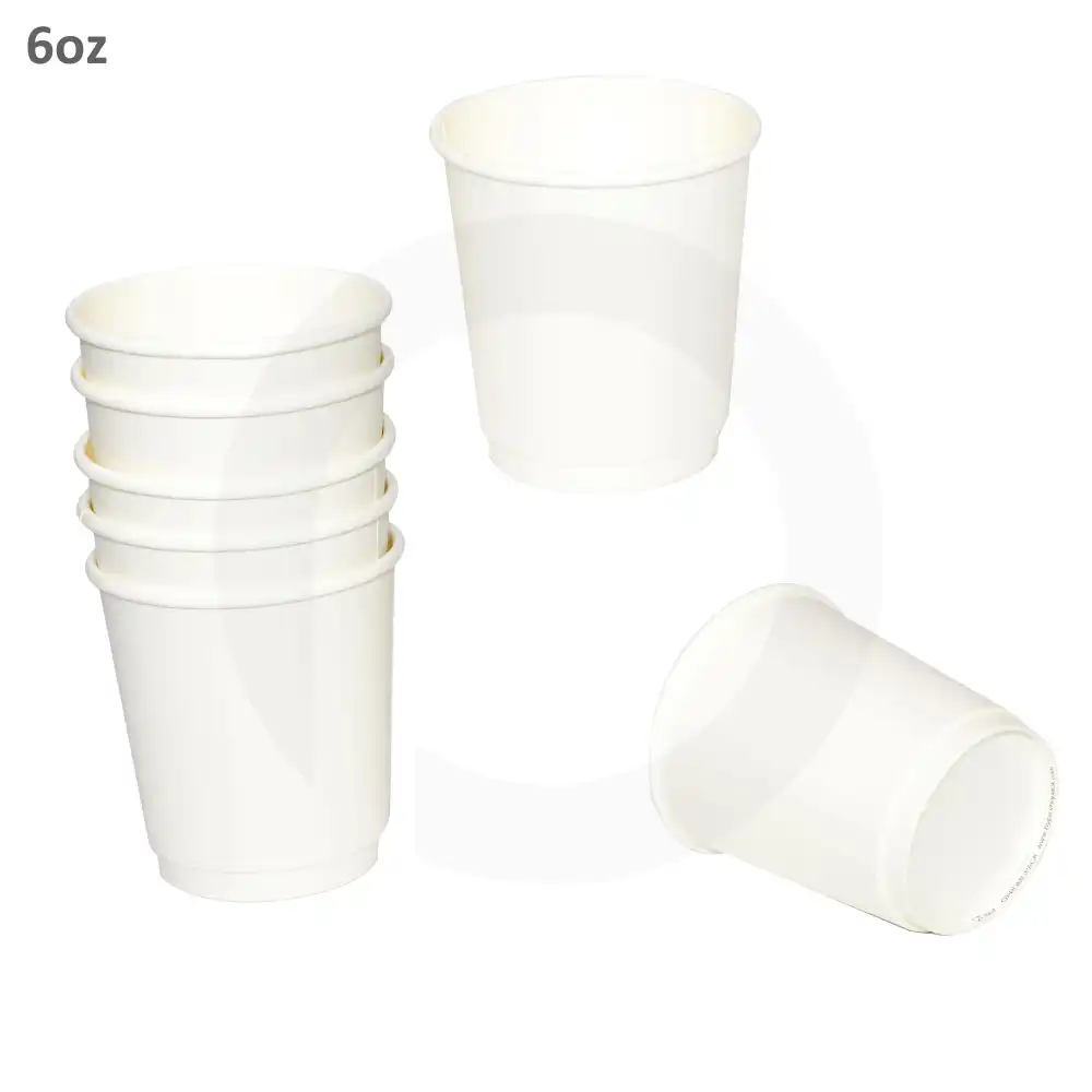 6oz Double Wall White Paper Cup 500/ctn