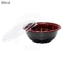 550ml PP Plastic Round Black Bowl with Clear Lid 250/ctn