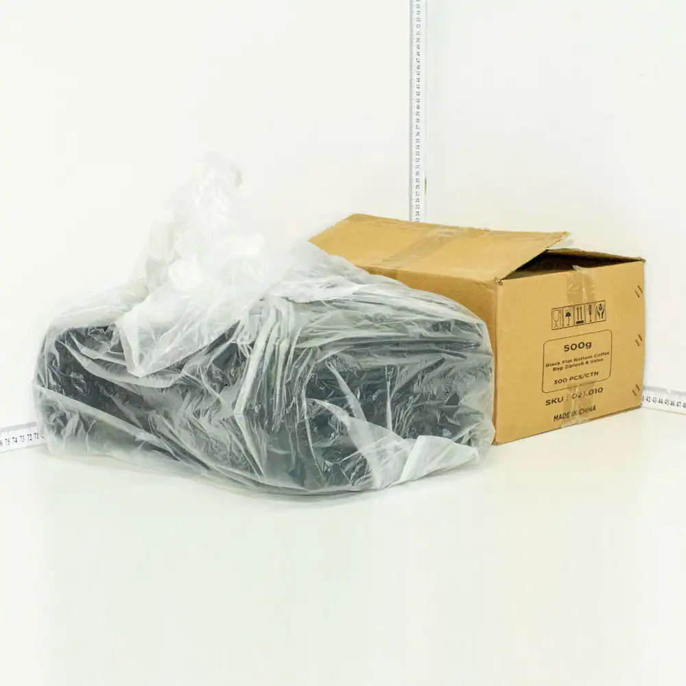 500g Black Flat Bottom Ziplock Valve Bag 300/ctn