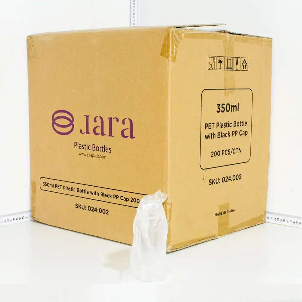 350ml PET Plastic Bottle Black Plastic Cap 200/ctn