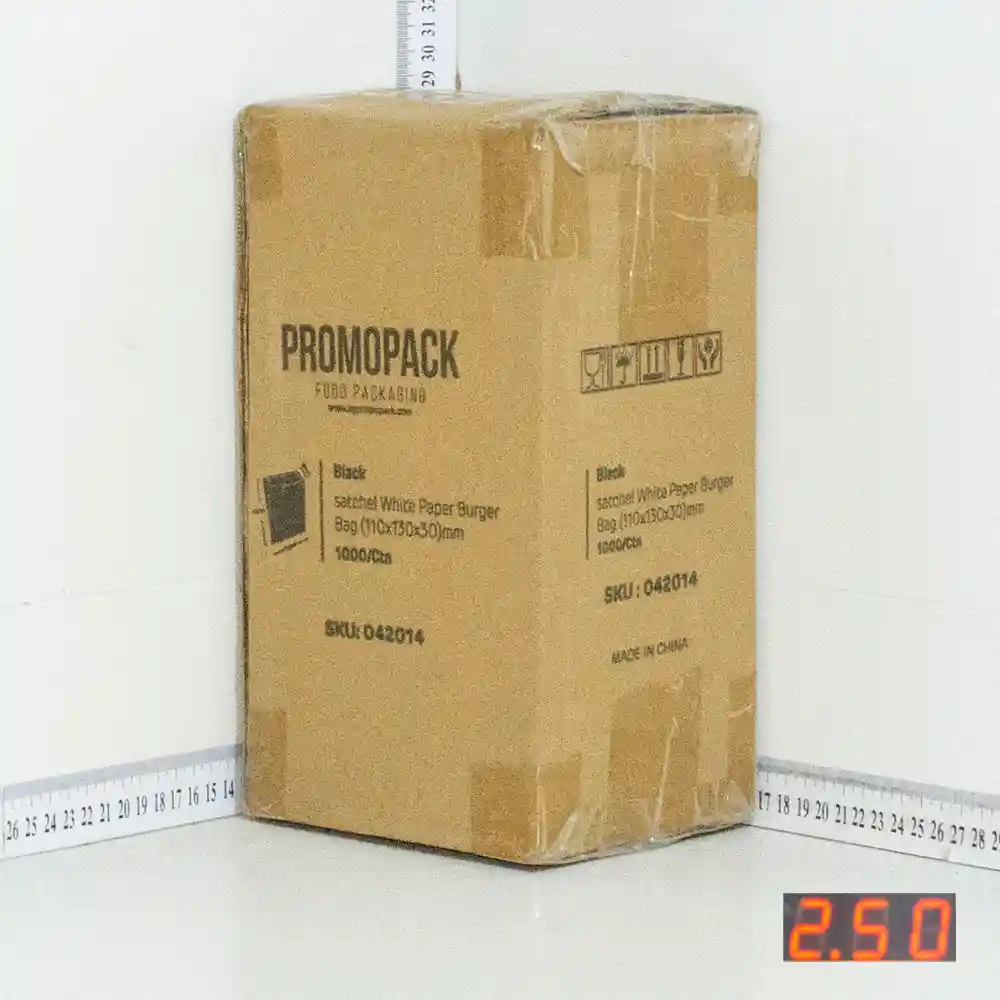 Black - Satchel White Paper Burger Bag 11x13x3 cm 1000/ctn