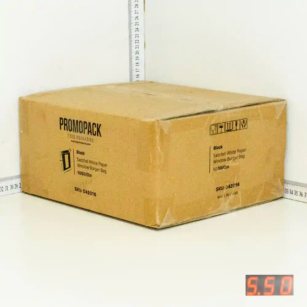 Black 12x7x29cm Satchel Window White Paper Bag 1000/ctn