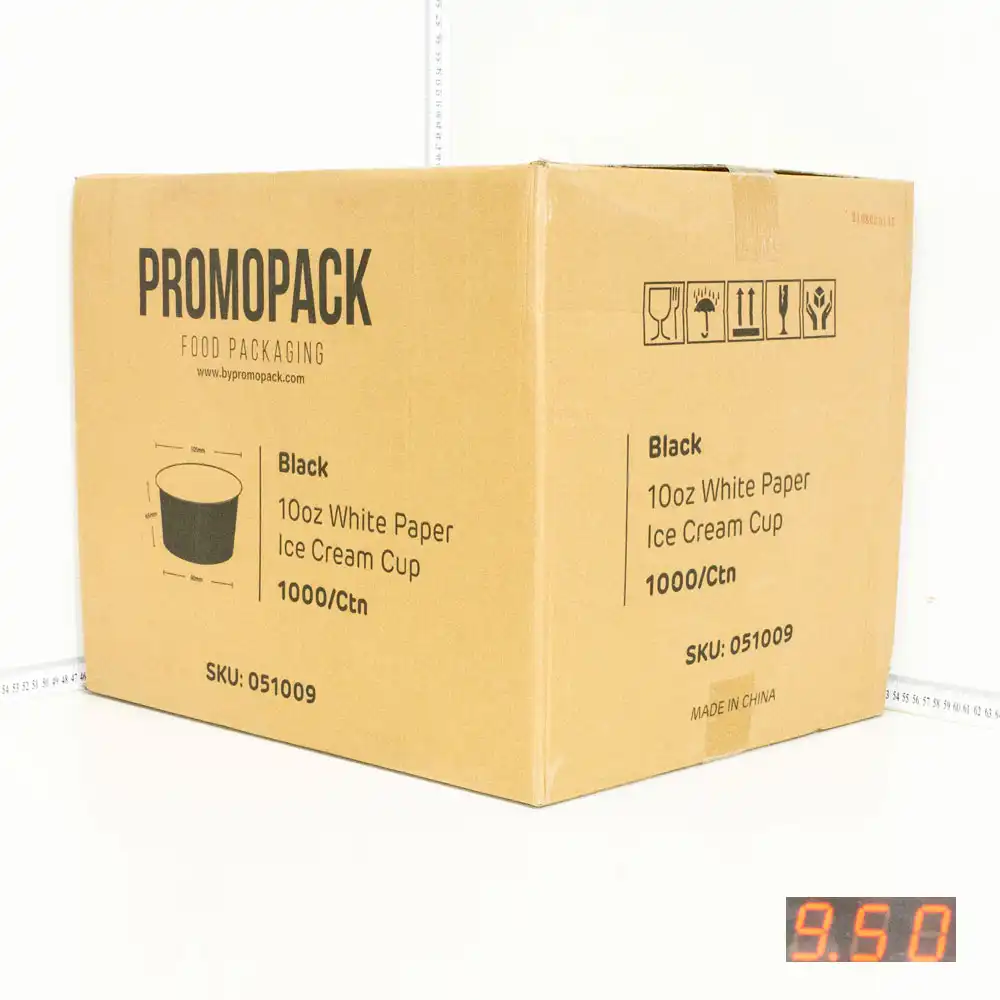 Black - 10oz White Paper Ice Cream Cup 1000/ctn
