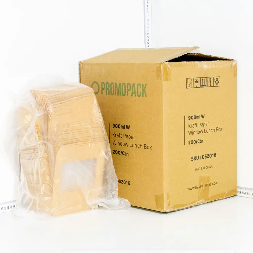 900ml W Kraft Paper Window Lunch Box 200/ctn