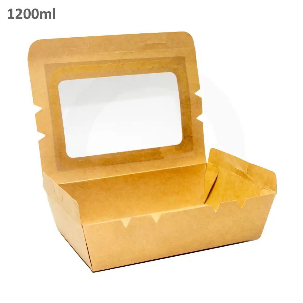1200ml W Kraft Paper Window Lunch Box 200/ctn