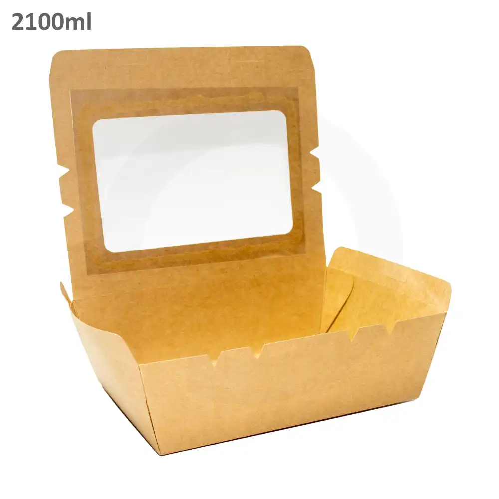 2100ml W Kraft Paper Window Lunch Box 200/ctn