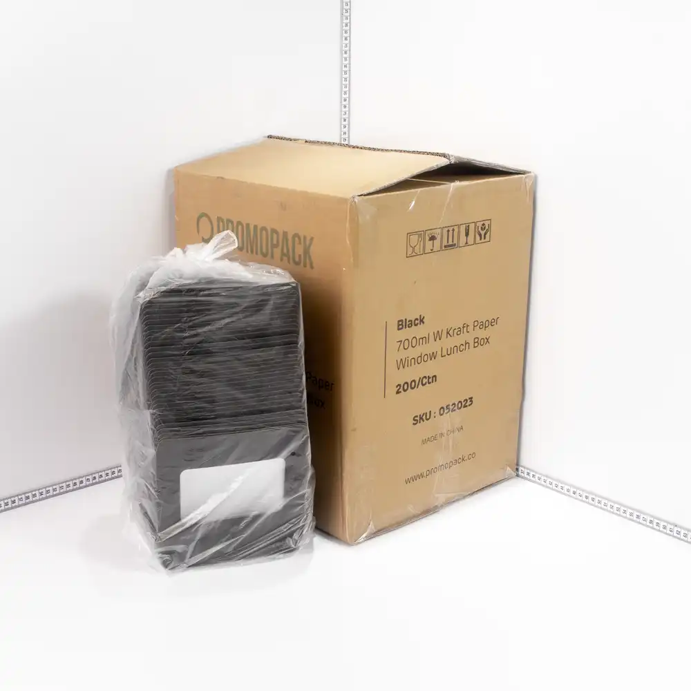Black - 700ml W Kraft Paper Window Lunch Box 200/ctn