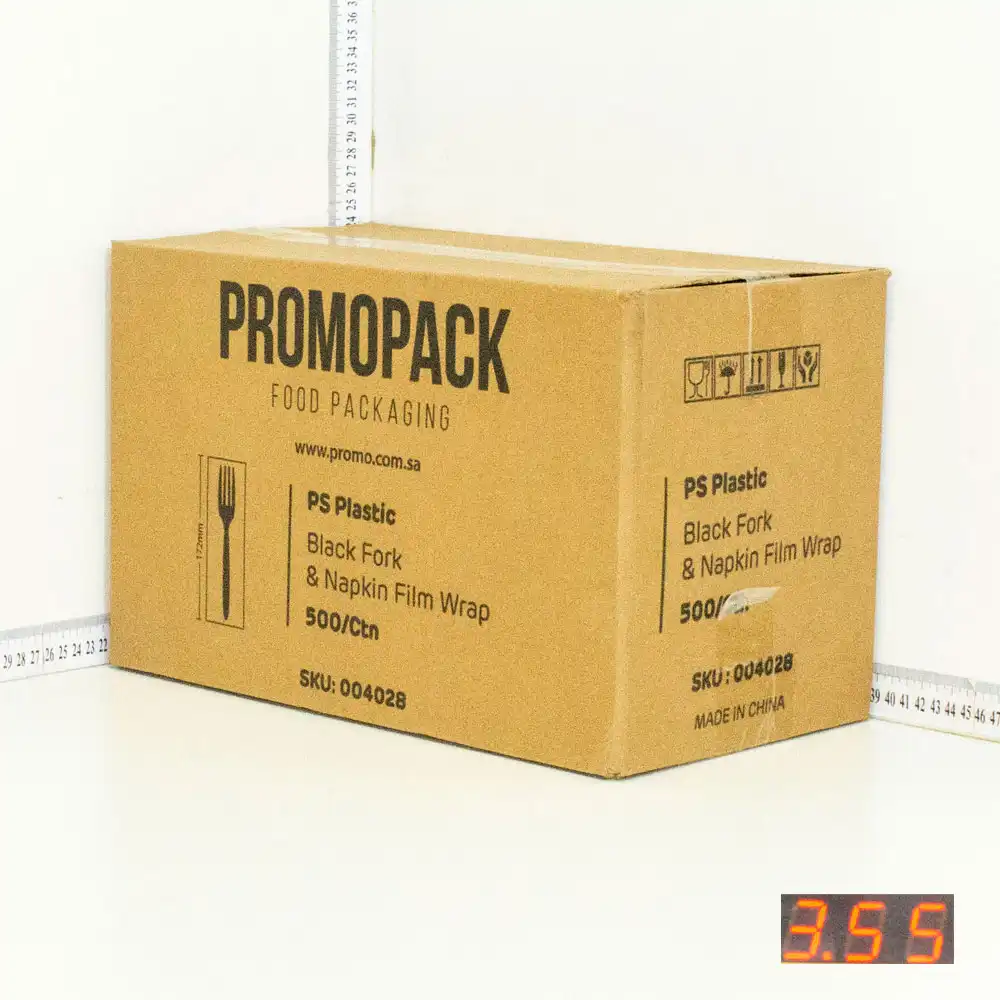 PS Plastic Black Fork & Napkin Film Wrap 500/ctn