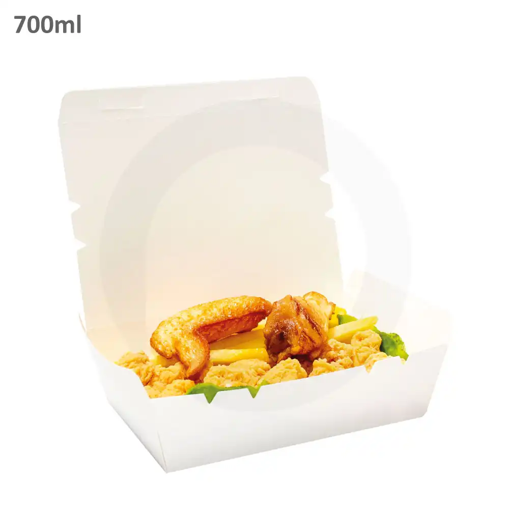 700ml White Paper Lunch Box 200/ctn