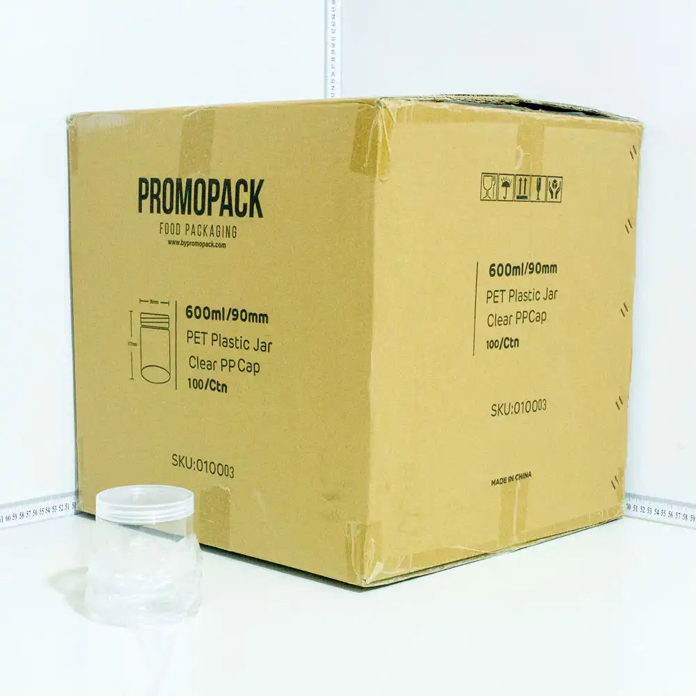 600ml/90mm PET Plastic Jar Clear PP Cap 100/ctn