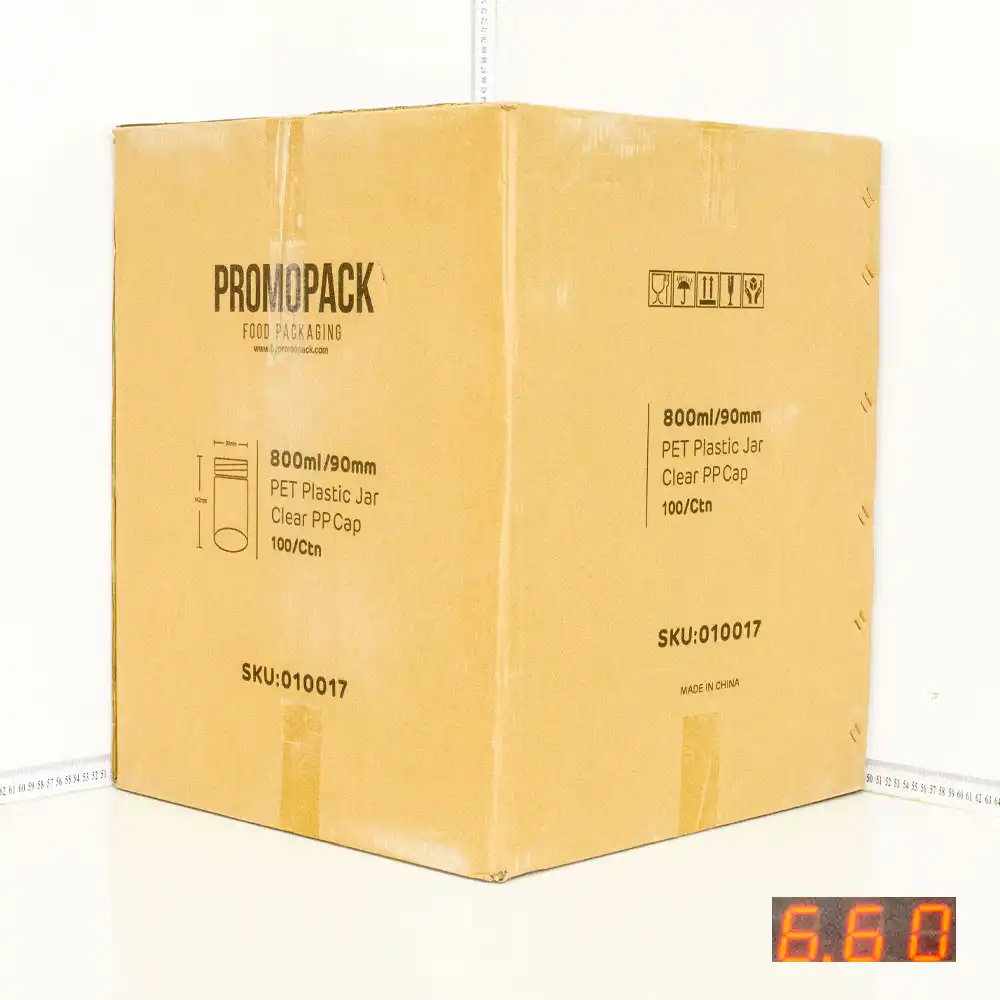 800ml/90mm PET Plastic Jar Clear PP Cap 100/ctn