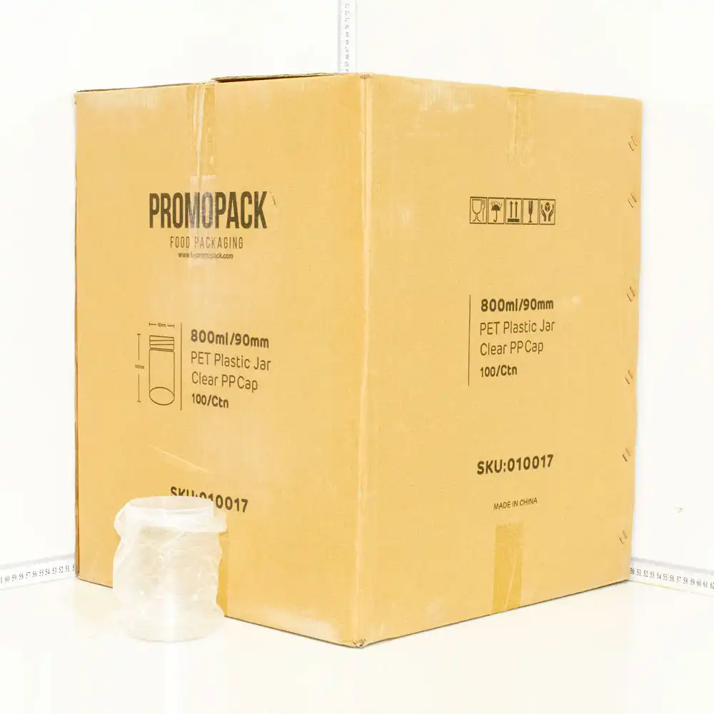 800ml/90mm PET Plastic Jar Clear PP Cap 100/ctn