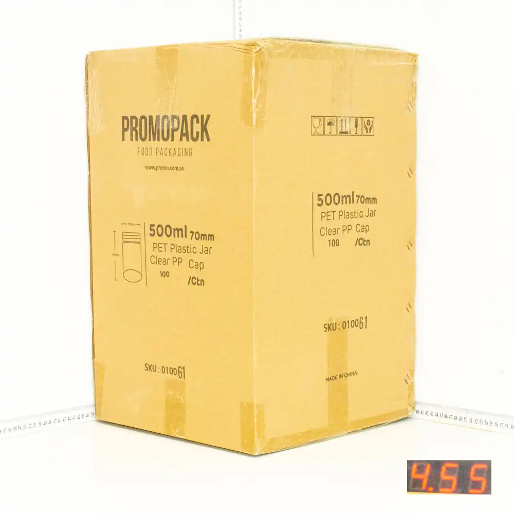 500ml/70mm PET Plastic Jar Clear PP Cap 100/ctn