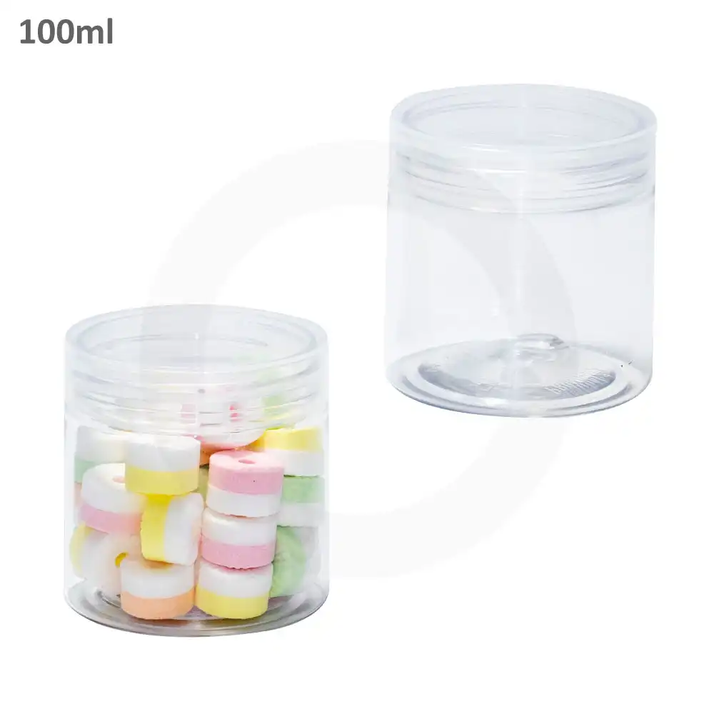 100ml/60mm PET Plastic Jar Clear PP Cap 100/ctn