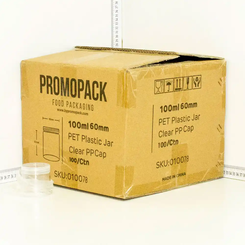 100ml/60mm PET Plastic Jar Clear PP Cap 100/ctn