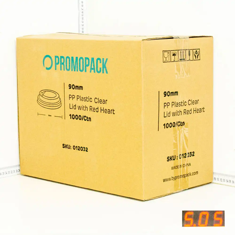 90mm PP Plastic Clear Lid With Red Heart 1000/ctn
