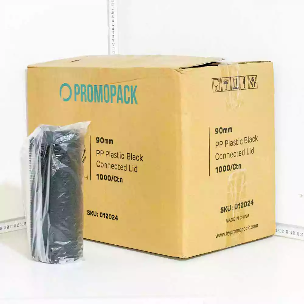 90mm PP Plastic Black Connected Lid 1000/ctn