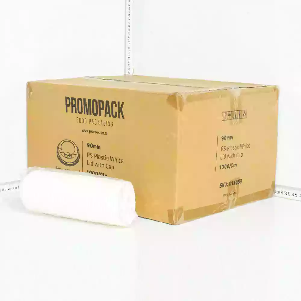 90mm PS Plastic White Lid With Cap 1000/ctn