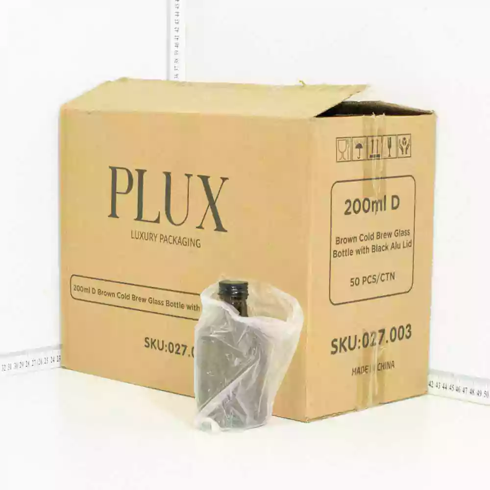 200ml D Brown Cold Brew Glass Bottle Black Alu Cap  50/Ctn