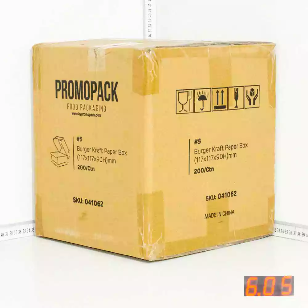 #5 Burger Kraft Paper Box 117×117×90H mm 200/ctn