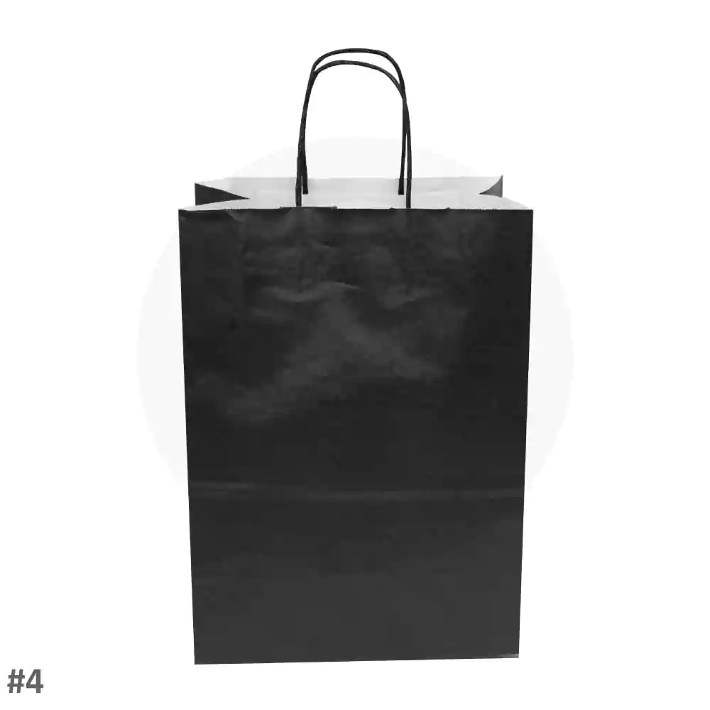 Black - #4 White Paper Twisted Handle Bag 200/ctn