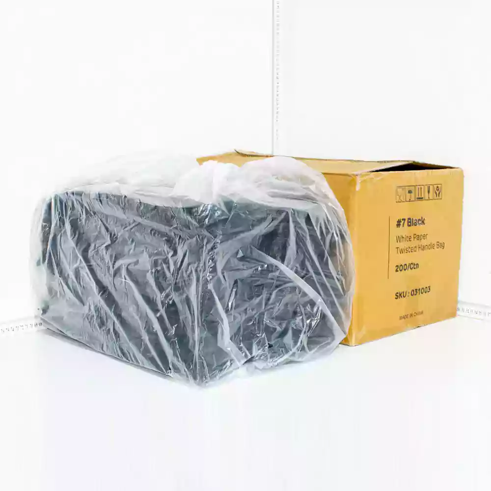 Black - #7 White Paper Twisted Handle Bag 200/ctn