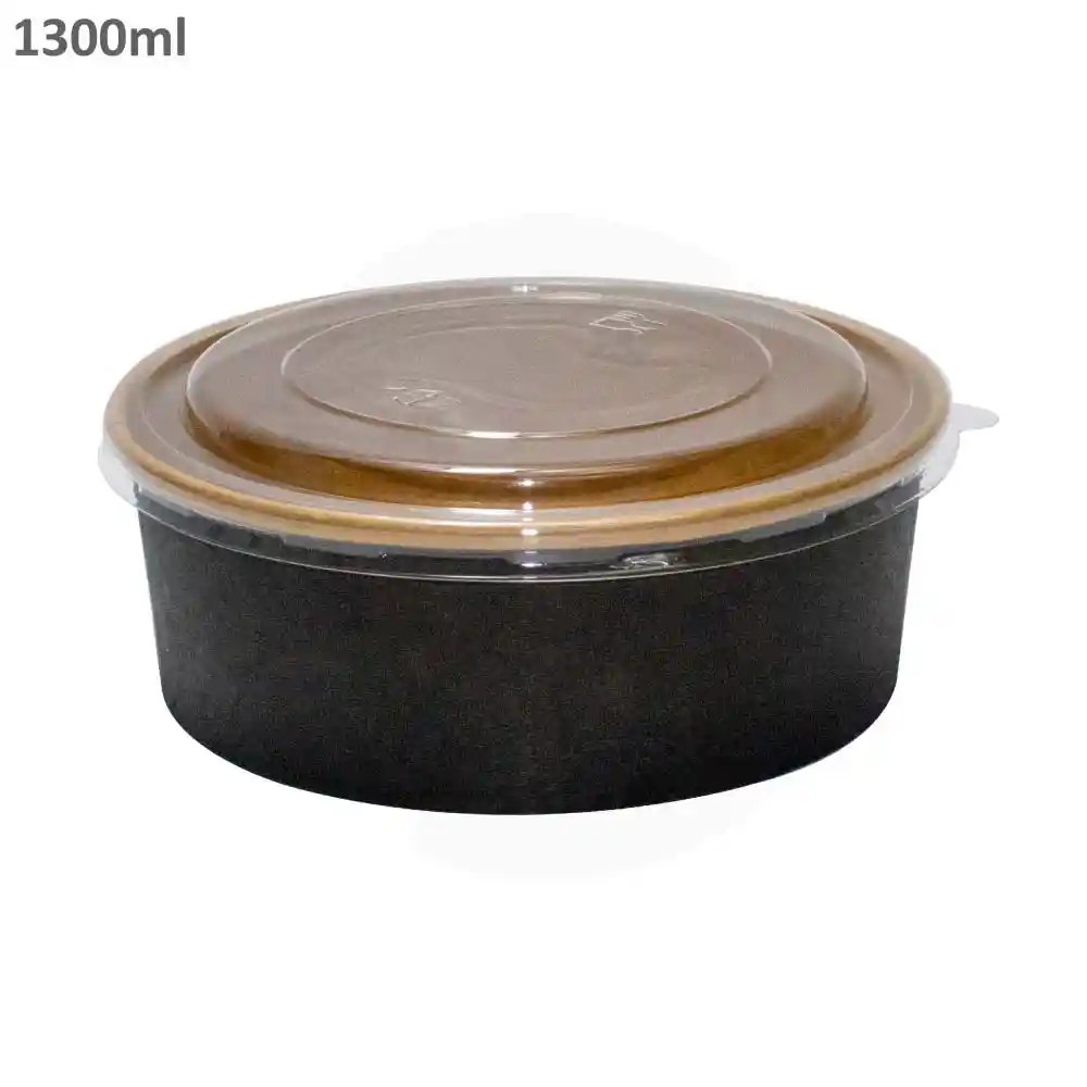 Black - 1300ml Kraft Paper Salad Bowl 300/ctn