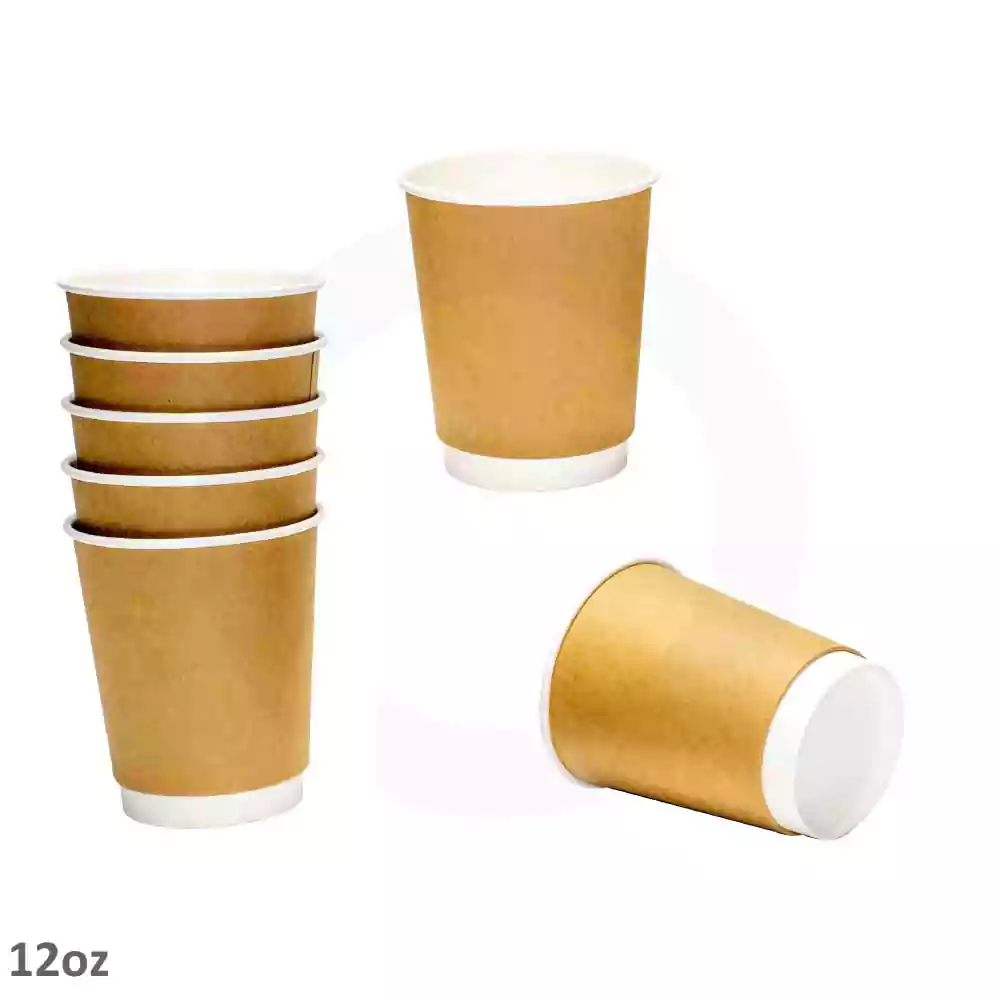 12oz Double Wall Kraft & White Paper Cup 500/ctn