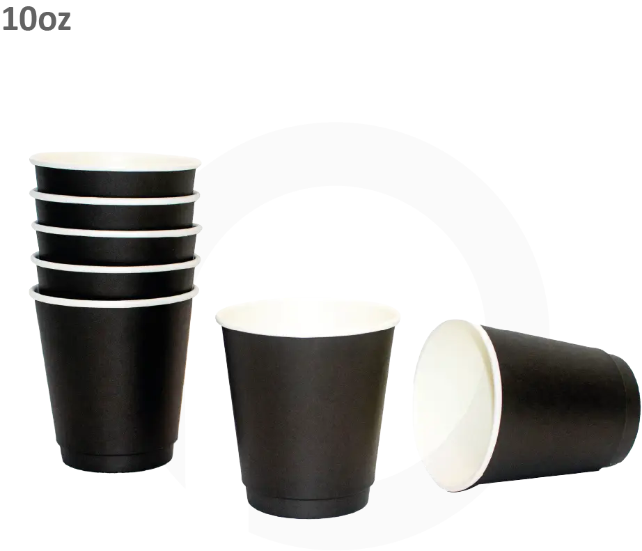Black - 10oz Double Wall White Paper Cup 500/ctn