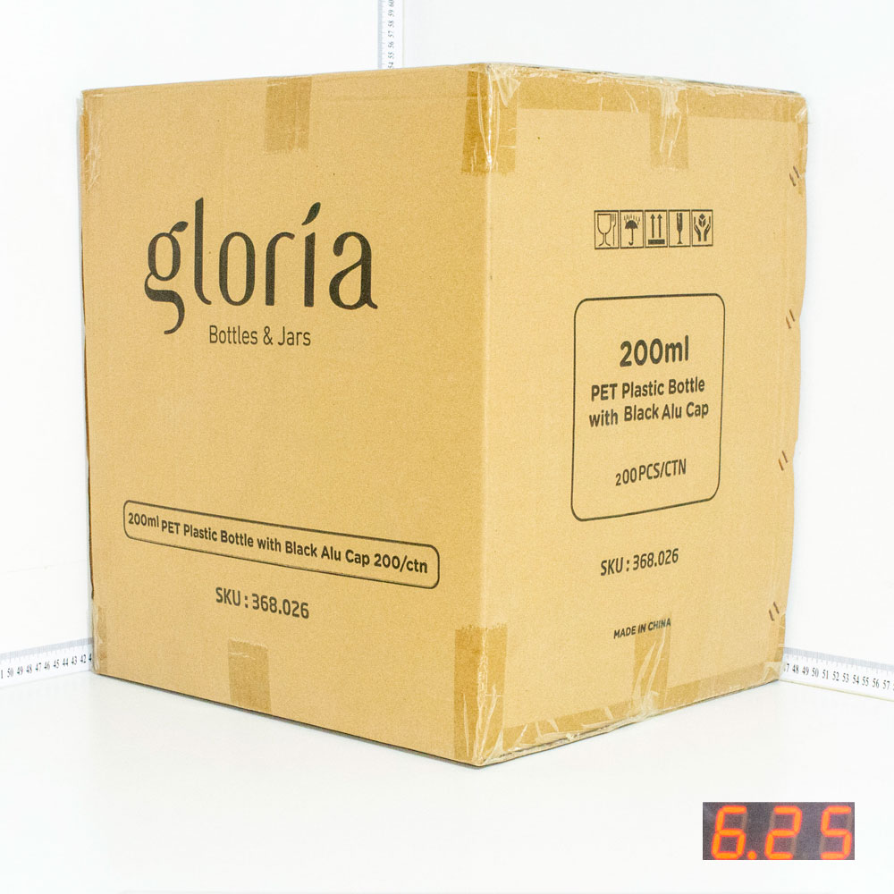 200ml PET Plastic Bottle with Black Alu Cap 200/ctn