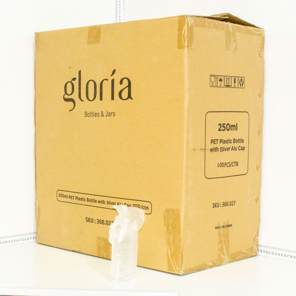 250ml D PET Plastic Cold Brew Bottle Sliver Alu Cap 200/ctn