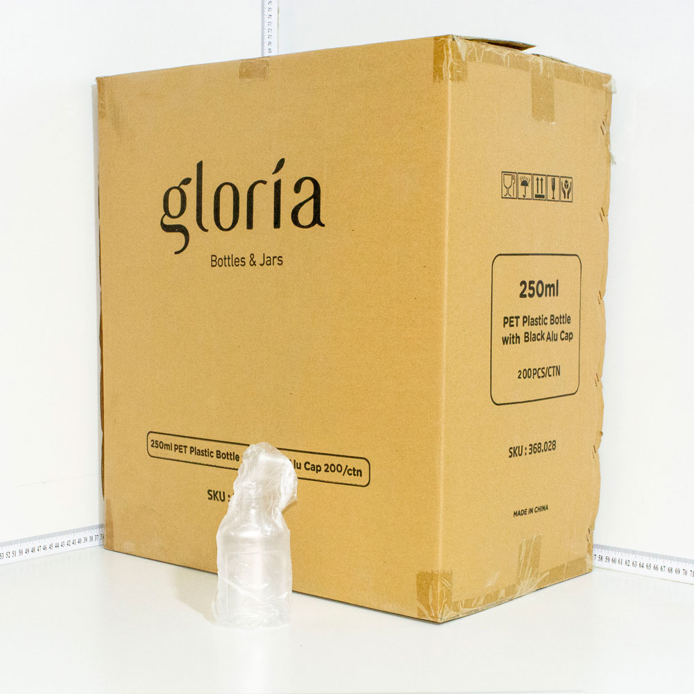 250ml D PET Plastic Cold Brew Bottle Black Alu Cap 200/ctn