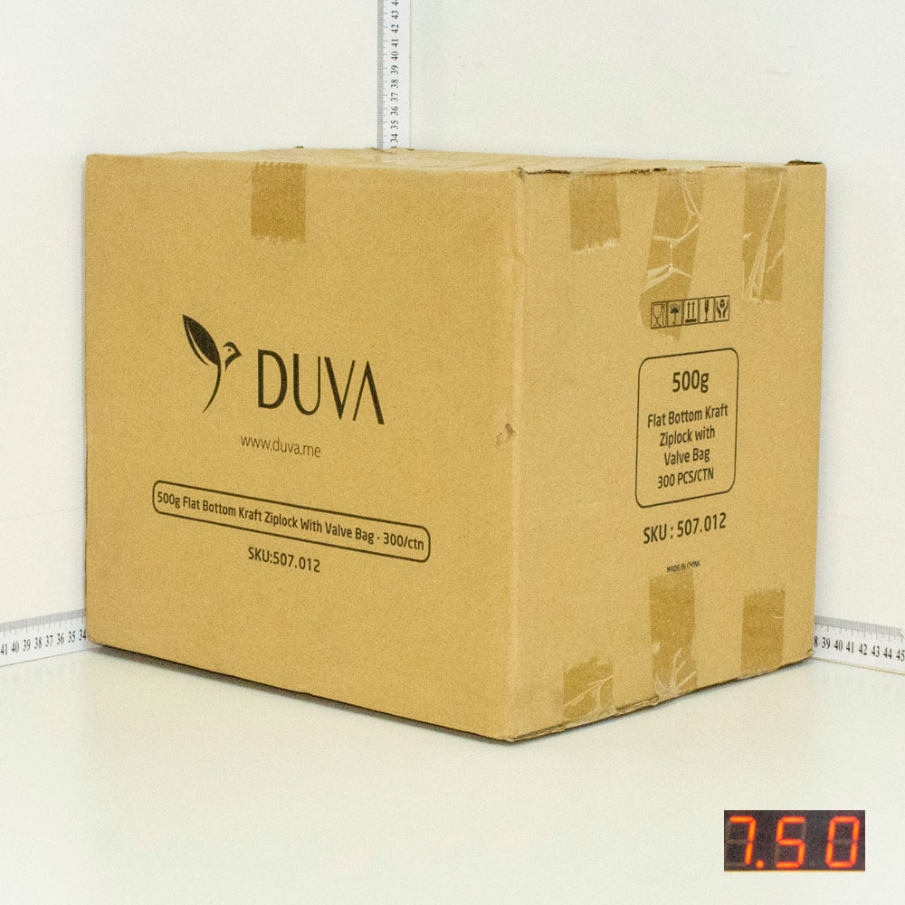 500g Kraft Flat Bottom Ziplock Valve Bag 300/ctn