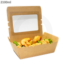 علبه طعام 2100 مل ورق كرافت بنافذة بلاستيك شفاف 200 حبة