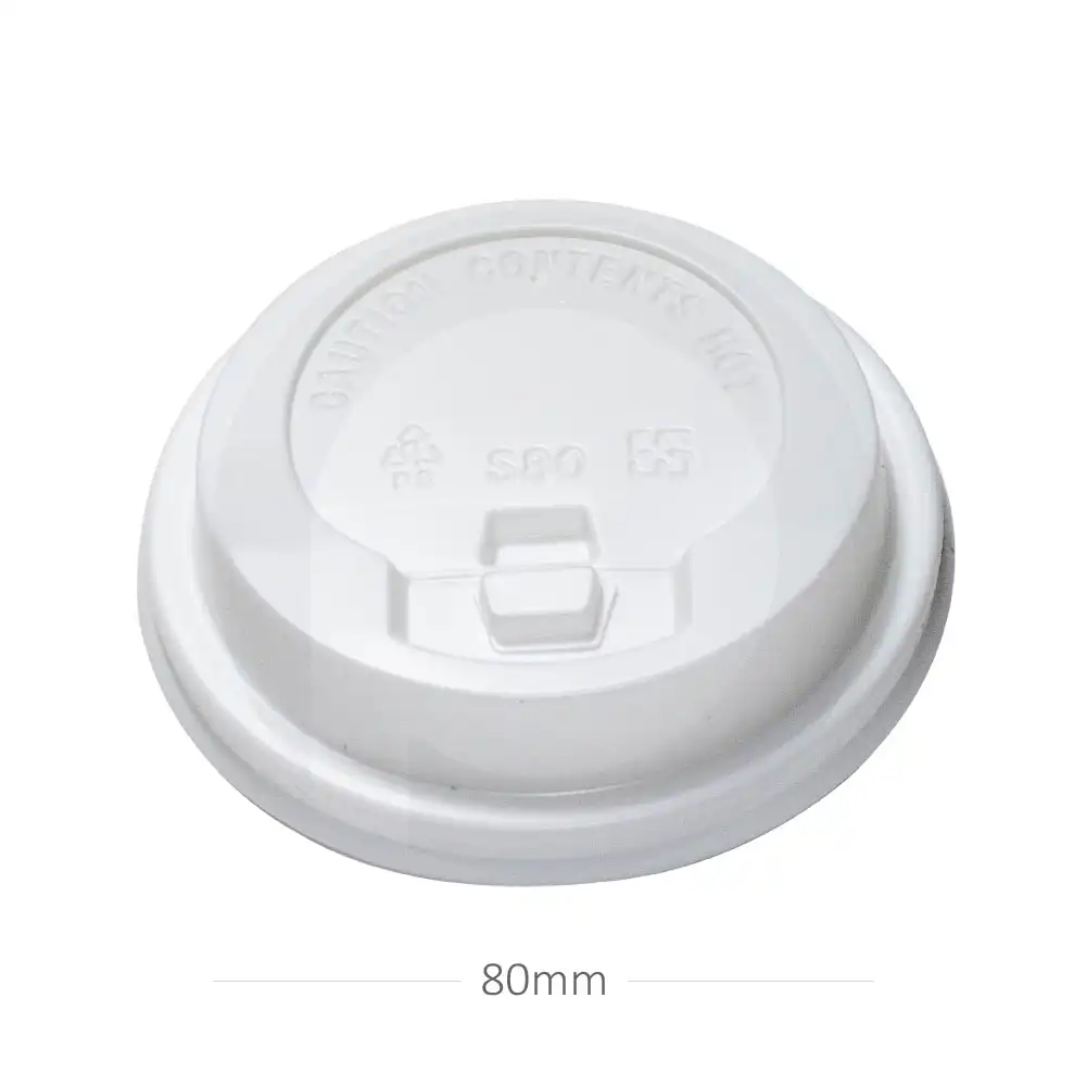 80mm PS Plastic White with Cap Lid 1000/ctn