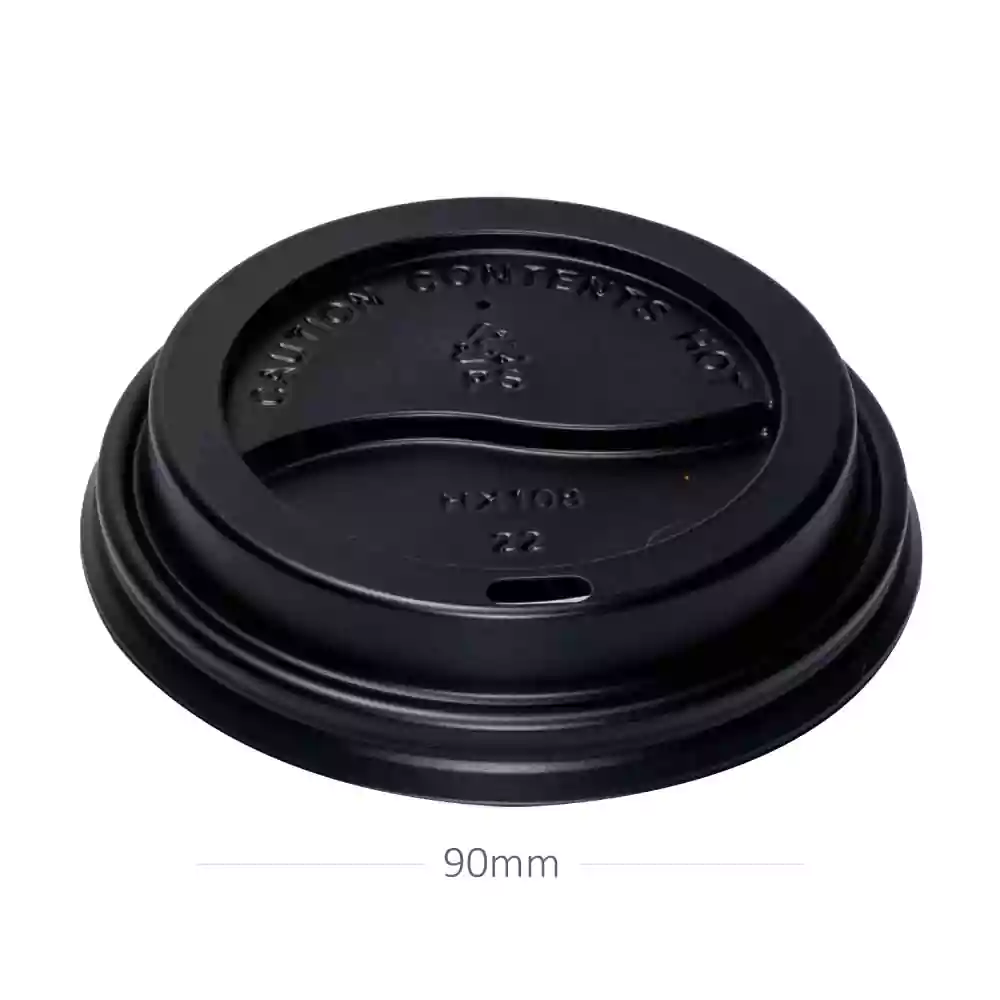 90mm PS Plastic Black No Cap Lid 1000/ctn