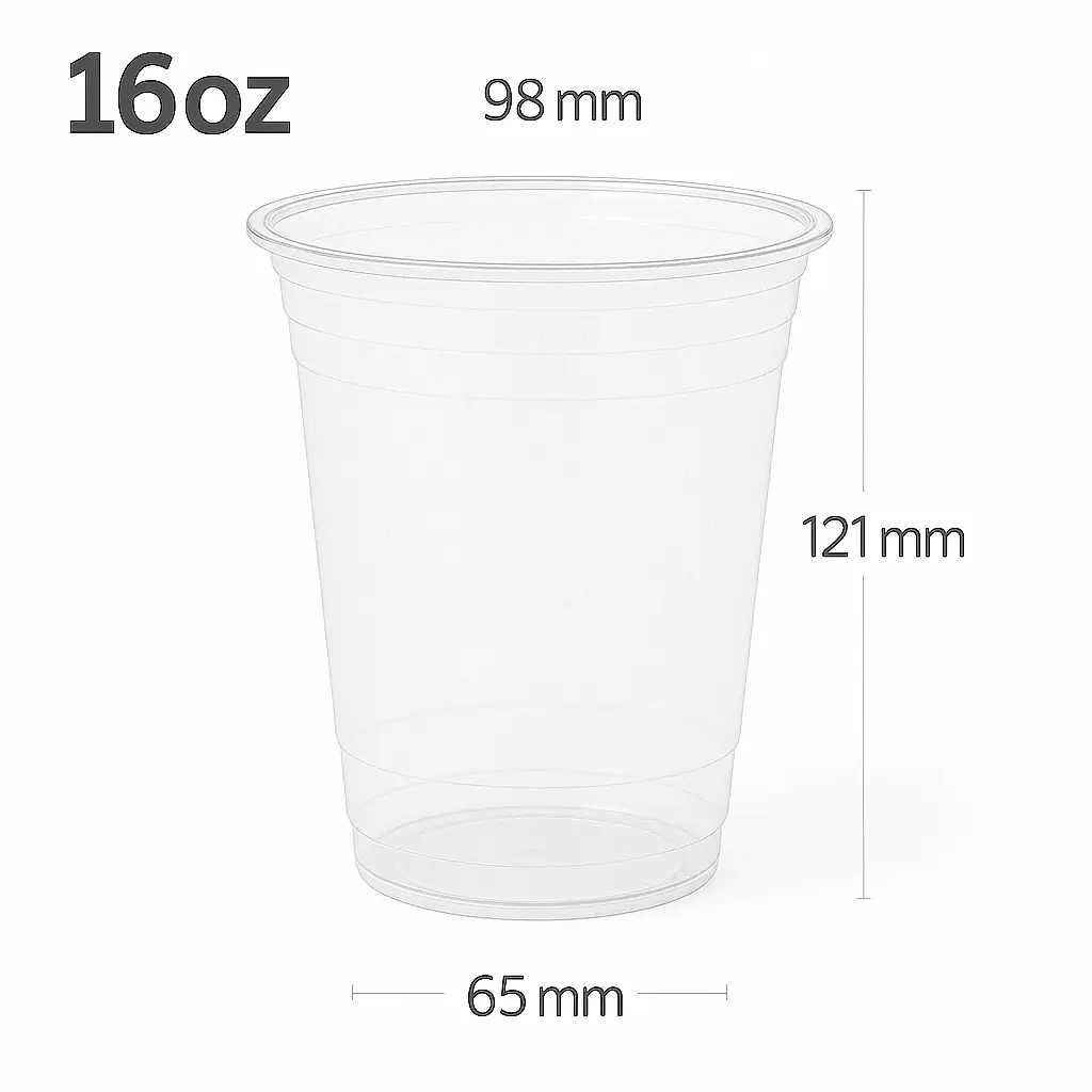 16oz-98 Clear PET Plastic Cup 1000/ctn