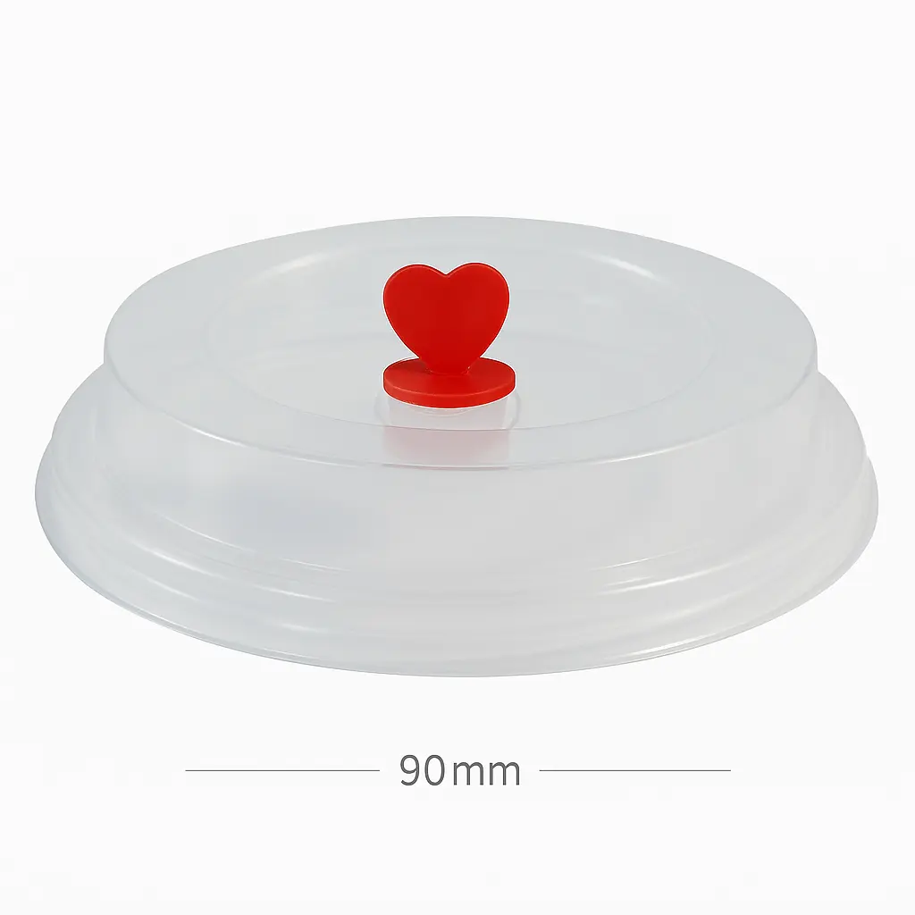 [012032] 90mm Clear PP Plastic Red Heart Lid 1000/ctn
