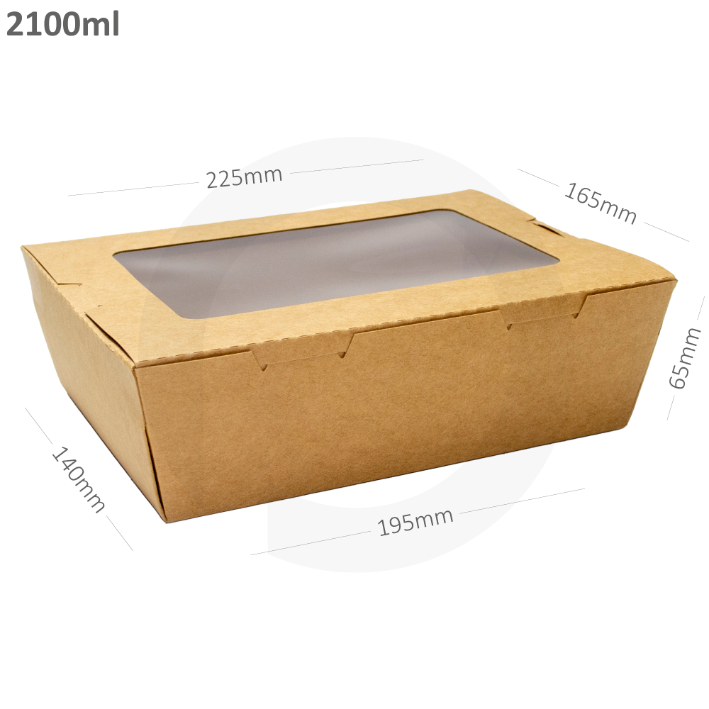 2100ml Kraft Paper Window Lunch Box 200/ctn