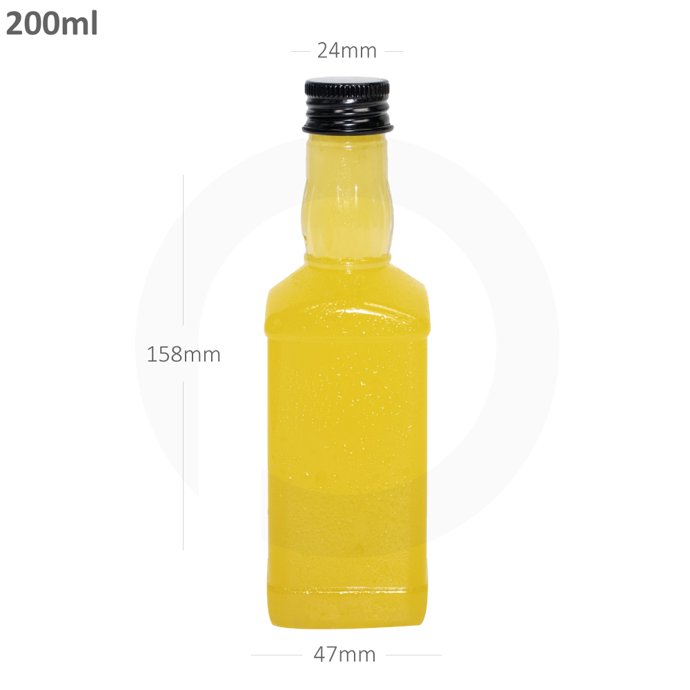 [368026] 200ml PET Plastic Bottle with Black Alu Cap 200/ctn