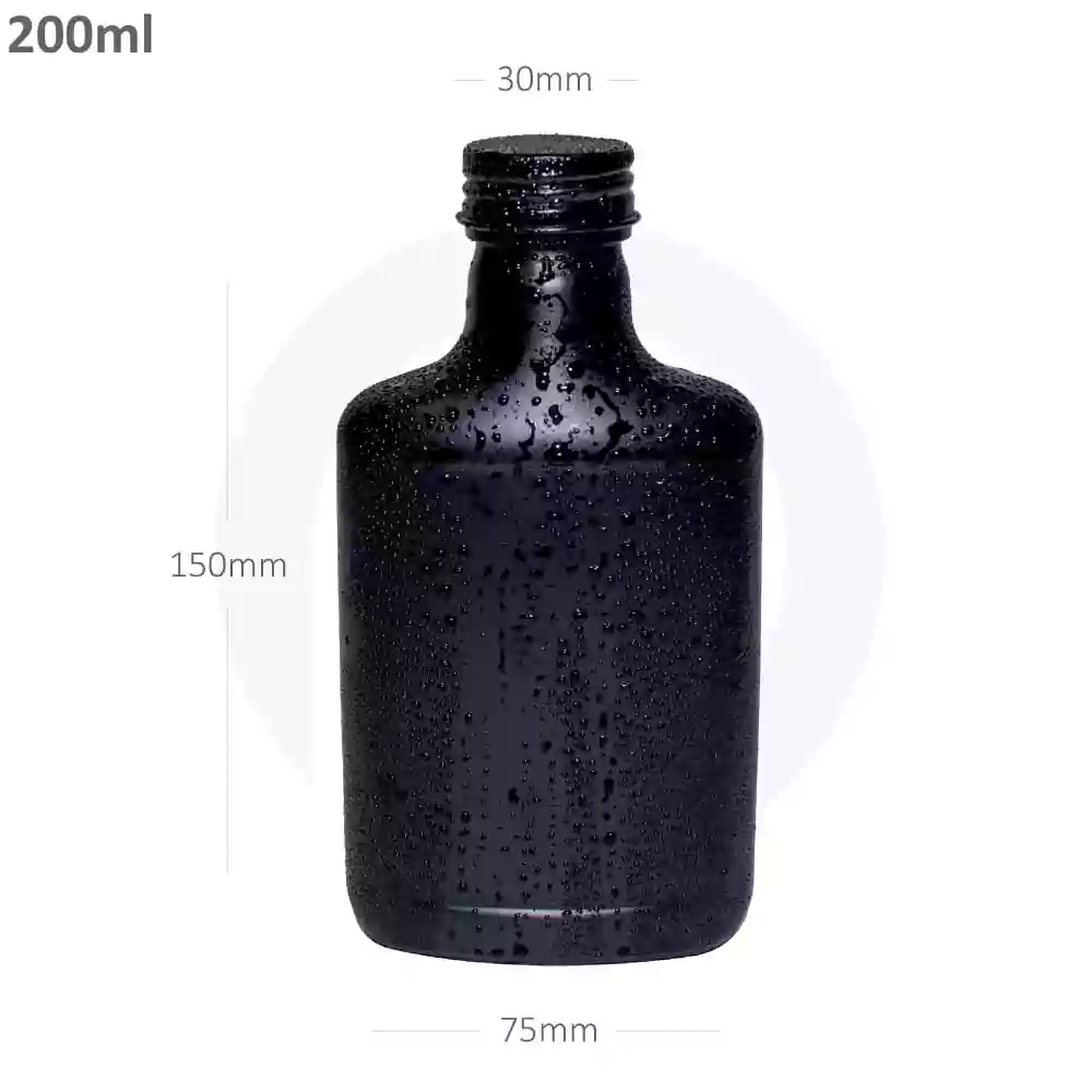 200ml D Black Cold Brew Glass Bottle Black Alu Cap 50/Ctn